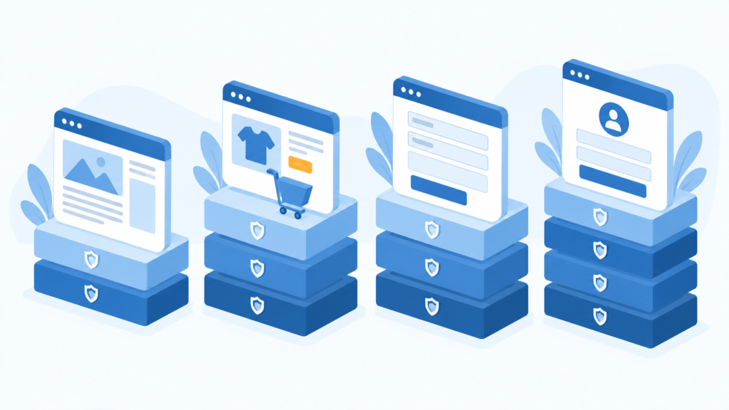 A layered setup by site type